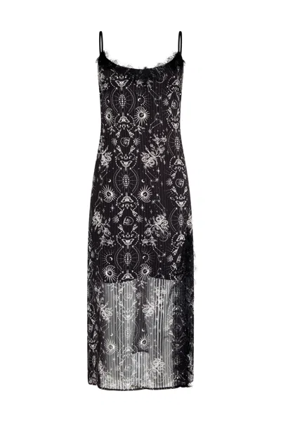 Little Lies Women's Blue / Black / White  Tattoo Slip Dress