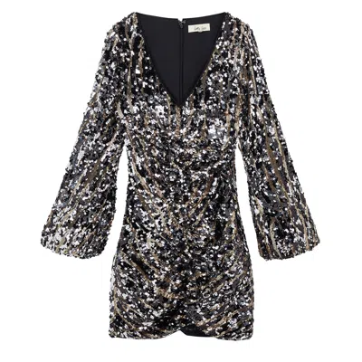 Little Lies Women's Gold / Black / Silver Oracle Sequin Dress In Gold/black/silver