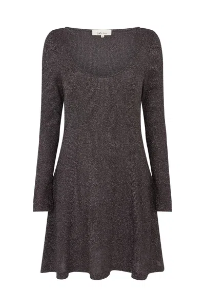 Little Lies Women's Neutrals / Grey Sweet Jane Gunmetal Shimmer Mini Dress In Gray
