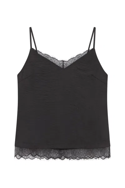 Little Lies Women's Nightbird Lace Trim Black Cami Top