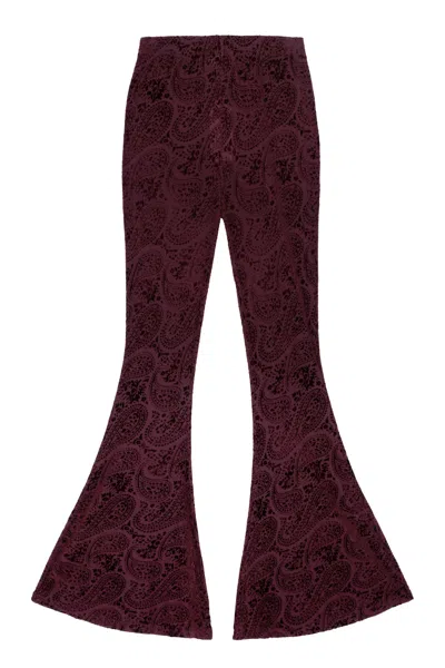 Little Lies Women's Purple / Red Hendrix Plum Devore Velvet Flares In Black
