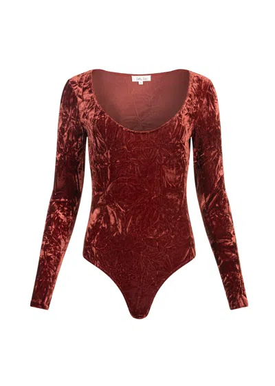 Little Lies Women's Red Sky On Fire Rust Velvet Bodysuit