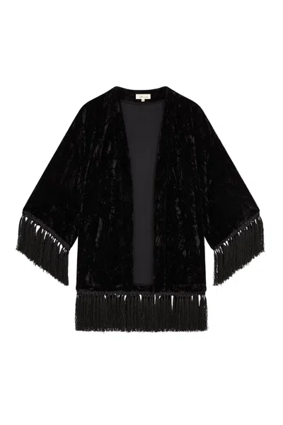 Little Lies Women's Rock City Black Velvet Kimono