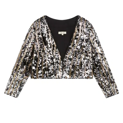 Little Lies Women's Silver / Gold / Black Fortune Sequin Jacket In Silver/gold/black