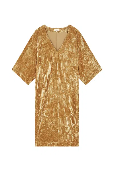 Little Lies Women's Yellow Rumours Ochre Velvet Midi Dress