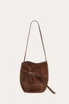 Little Liffner Belted Bucket Bag Dark Brown Suede In Brown
