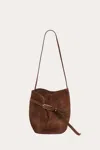 Little Liffner Belted Bucket Bag Dark Brown Suede