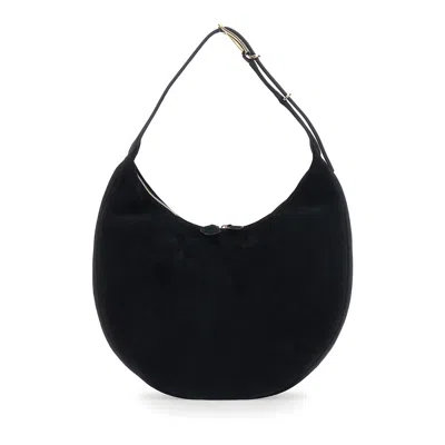 Little Liffner Black Shoulder Bag With Top Handle In Suede Woman