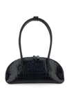 Little Liffner Ew Dome Black Shoulder Bag With Round Top Handles And Crocodile Effect In Leather Wom In Black