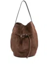 Little Liffner Belted Bucket Bag Dark Brown Suede In Brown