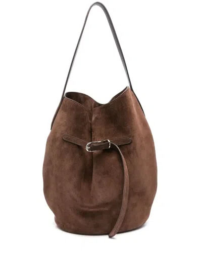 Little Liffner Belted Bucket Bag Dark Brown Suede