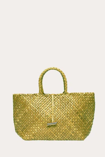 Little Liffner Large Leather Basket Lime In Green