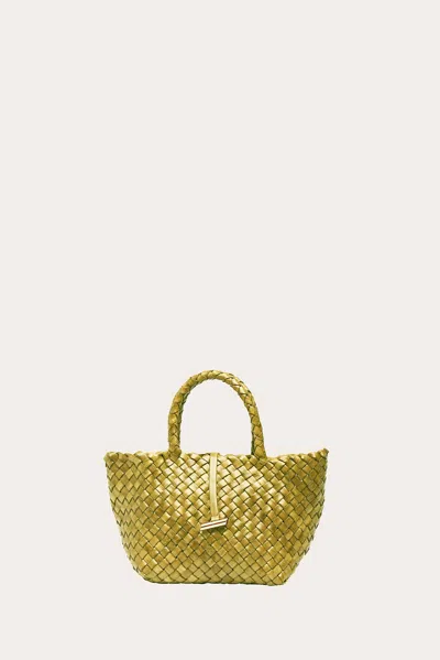 Little Liffner Mini Leather Basket Lime In Green