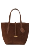 Little Liffner Mini Sprout Suede Tote In Brown
