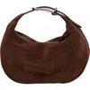 Little Liffner Moon Suede Top Handle Bag In Brown