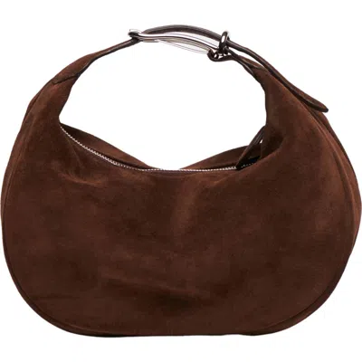 Little Liffner Moon Suede Top Handle Bag In Brown