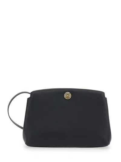 Little Liffner Pushlock Pouch Leather Clutch Bag With Clasp Closure For Women In Black