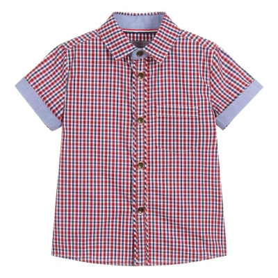 Little Lord & Lady Babies' Boys Red & Blue Check Cotton Shirt