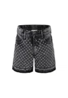 Marc Jacobs Black Shorts For Girl With Flowers In Black