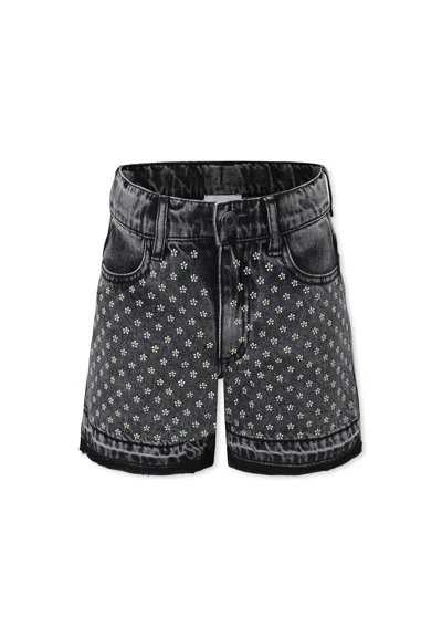 Marc Jacobs Kids' Black Shorts For Girl With Flowers