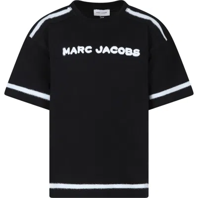 Little Marc Jacobs Kids' Black T-shirt For Girl With Logo