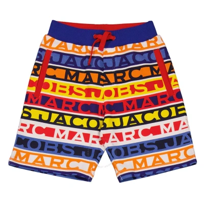 Little Marc Jacobs Boys Multicolored Logo Cotton Bermuda Shorts In Blue  Red