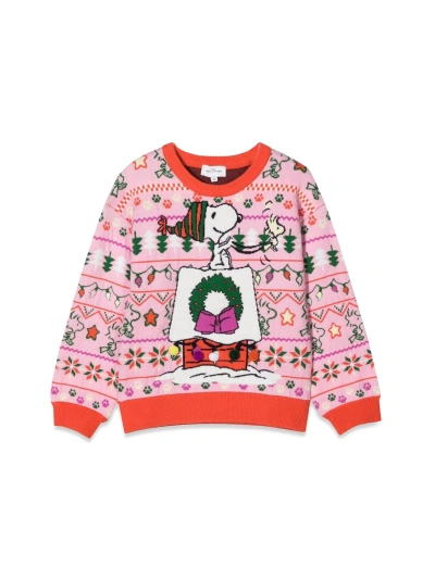 Little Marc Jacobs Kids' Christmas Peanuts Christmas Crewneck Sweater In Multicolour