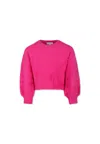 Marc Jacobs Fuchsia Crop Sweater For Girl With Logo In Fuchsia