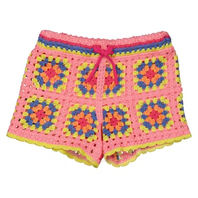 Little Marc Jacobs Girls Apricot Crochet Knit Shorts In Pink