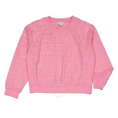 Little Marc Jacobs Kids'  Girls Apricot Jacquard Cotton Terry Sweatshirt In Pink