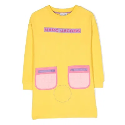 Marc Jacobs Kids' Little  Girls Box Logo Pocket Cotton Dress In Yellow