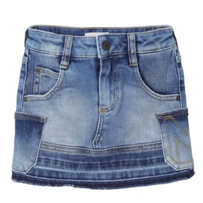MARC JACOBS LITTLE MARC JACOBS GIRLS DENIM BLUE PATCHWORK SKIRT