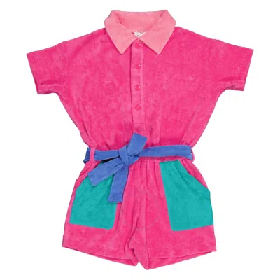 Little Marc Jacobs Kids'  Girls Fuschia Cotton Terry Cloth Playsuit In Pink