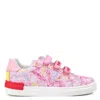 Marc Jacobs Little  Girls Ink Splash Logo Velcro Sneakers In Pink