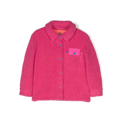 Marc Jacobs Little  Girls Logo-patch Faux-shearling Jacket In Pink