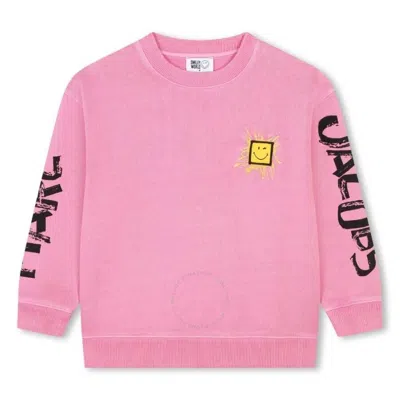 Marc Jacobs Kids' Little  Girls Smiley Logo Stamped Sweatshirt In Pink