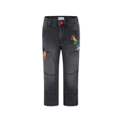 Marc Jacobs Kids' Grey Jeans For Boy With Embroidery
