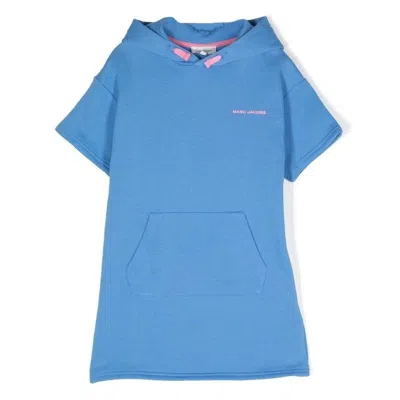 Marc Jacobs Little  Kids Logo Print Hooded Dress In Blue
