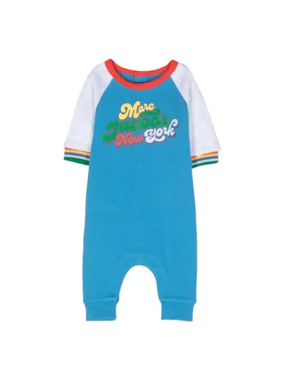 Little Marc Jacobs Babies' Long Logo Romper In Blue