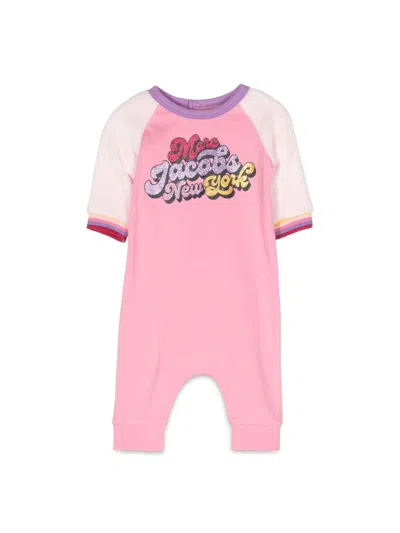 Little Marc Jacobs Kids' Long Logo Romper In Pink