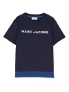 LITTLE MARC JACOBS MARC JACOBS T-SHIRT BLU CON PANNELLI A CONTRASTO IN JERSEY DI COTONE BAMBINO