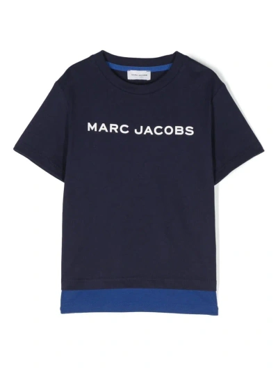 Little Marc Jacobs Kids' Marc Jacobs T-shirt Blu Con Pannelli A Contrasto In Jersey Di Cotone Bambino