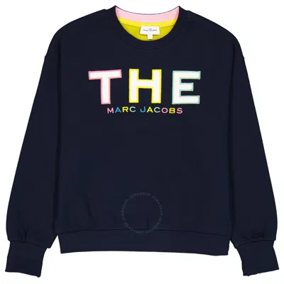 Little Marc Jacobs Navy Embroidered-logo Cotton Sweatshirt In Blue