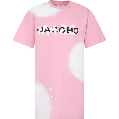 Little Marc Jacobs Kids' Pink Dress For Girl With Logo