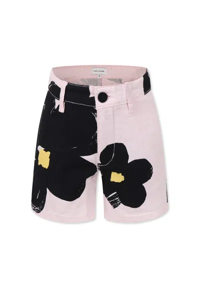 Marc Jacobs Kids' Pink Shorts For Girl With Logo And Flowers