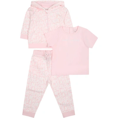 Marc Jacobs Pink Suit For Baby Girl With Logo