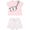 LITTLE MARC JACOBS PINK SUIT FOR BABY GIRL WITH PRINT AND LOGO