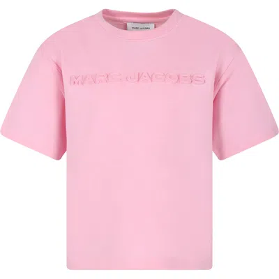 Little Marc Jacobs Kids' Pink T-shirt For Girl With Logo
