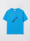 Marc Jacobs Light Blue T-shirt For Boy With Logo In Gnawed Blue