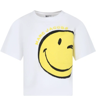 Little Marc Jacobs Kids' White T-shirt For Boy With Smiley And Logo